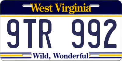 WV license plate 9TR992
