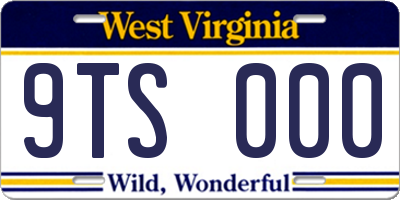 WV license plate 9TS000