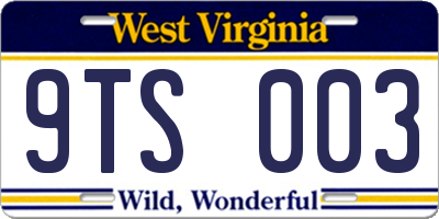 WV license plate 9TS003