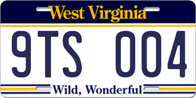 WV license plate 9TS004