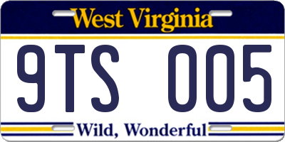 WV license plate 9TS005