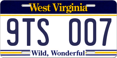 WV license plate 9TS007
