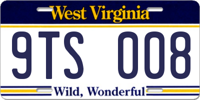 WV license plate 9TS008
