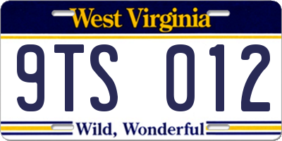 WV license plate 9TS012