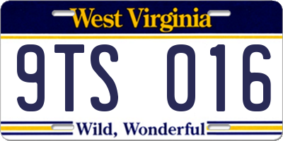 WV license plate 9TS016