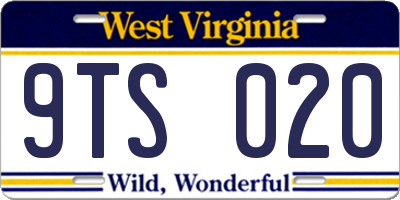 WV license plate 9TS020