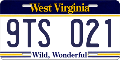 WV license plate 9TS021