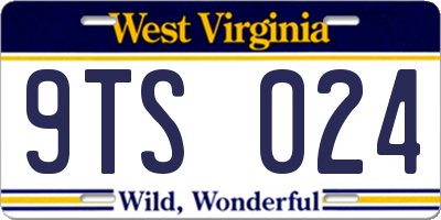 WV license plate 9TS024