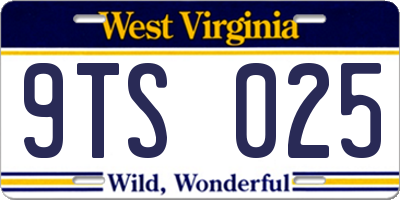 WV license plate 9TS025