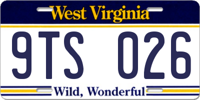 WV license plate 9TS026