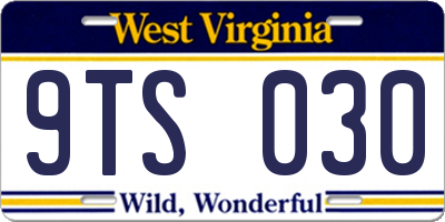 WV license plate 9TS030