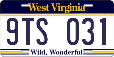 WV license plate 9TS031