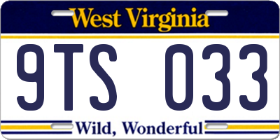 WV license plate 9TS033