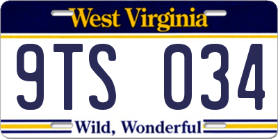 WV license plate 9TS034
