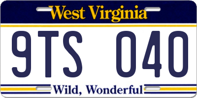 WV license plate 9TS040