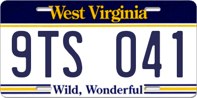 WV license plate 9TS041