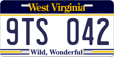 WV license plate 9TS042