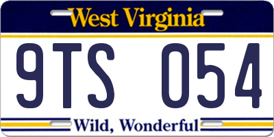WV license plate 9TS054
