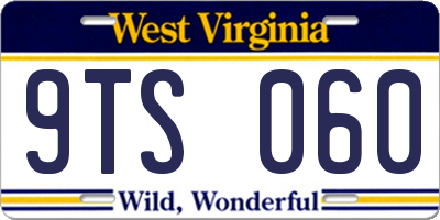 WV license plate 9TS060