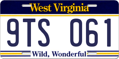 WV license plate 9TS061
