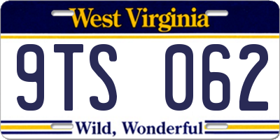 WV license plate 9TS062
