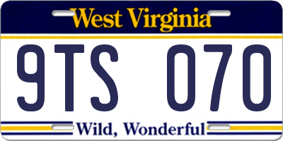 WV license plate 9TS070
