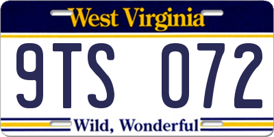 WV license plate 9TS072