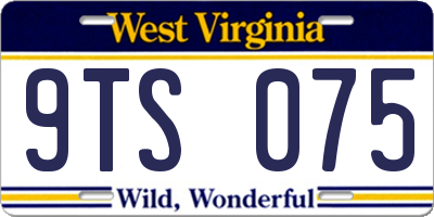 WV license plate 9TS075