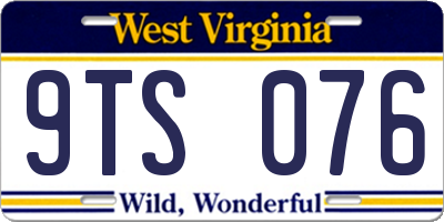 WV license plate 9TS076