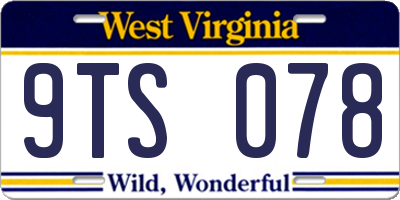 WV license plate 9TS078