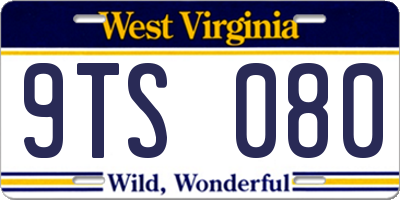 WV license plate 9TS080