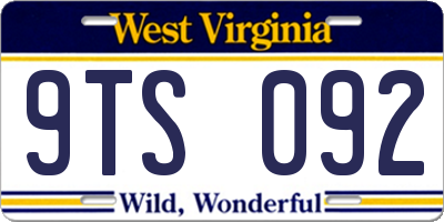 WV license plate 9TS092