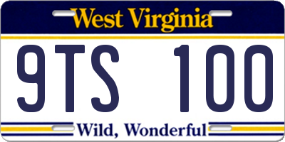 WV license plate 9TS100