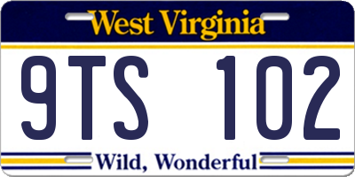 WV license plate 9TS102