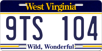 WV license plate 9TS104