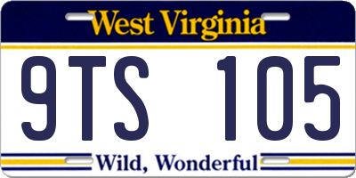 WV license plate 9TS105