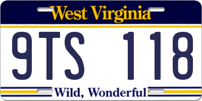 WV license plate 9TS118