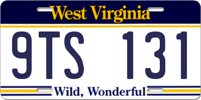 WV license plate 9TS131