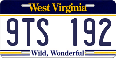 WV license plate 9TS192
