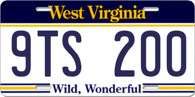 WV license plate 9TS200