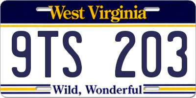 WV license plate 9TS203