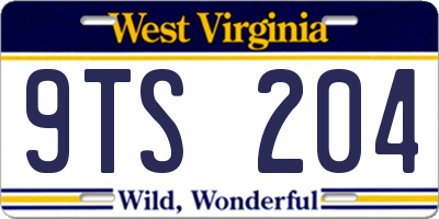 WV license plate 9TS204