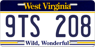 WV license plate 9TS208