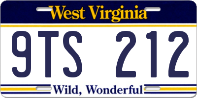 WV license plate 9TS212