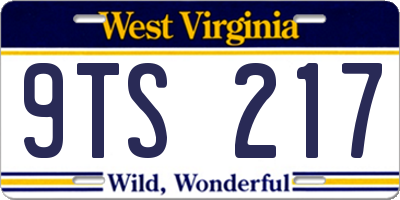 WV license plate 9TS217