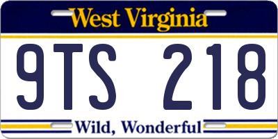 WV license plate 9TS218