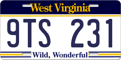 WV license plate 9TS231