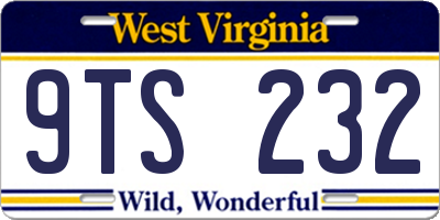 WV license plate 9TS232