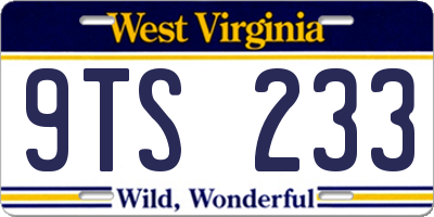 WV license plate 9TS233