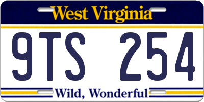 WV license plate 9TS254